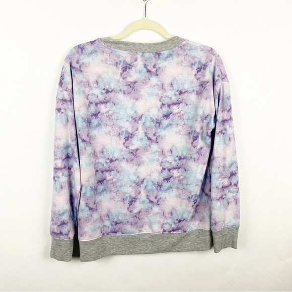 Splendid Womens Tie Dye Crewneck Sweatshirt Purple Blue Size Small Pullover - Picture 2 of 6